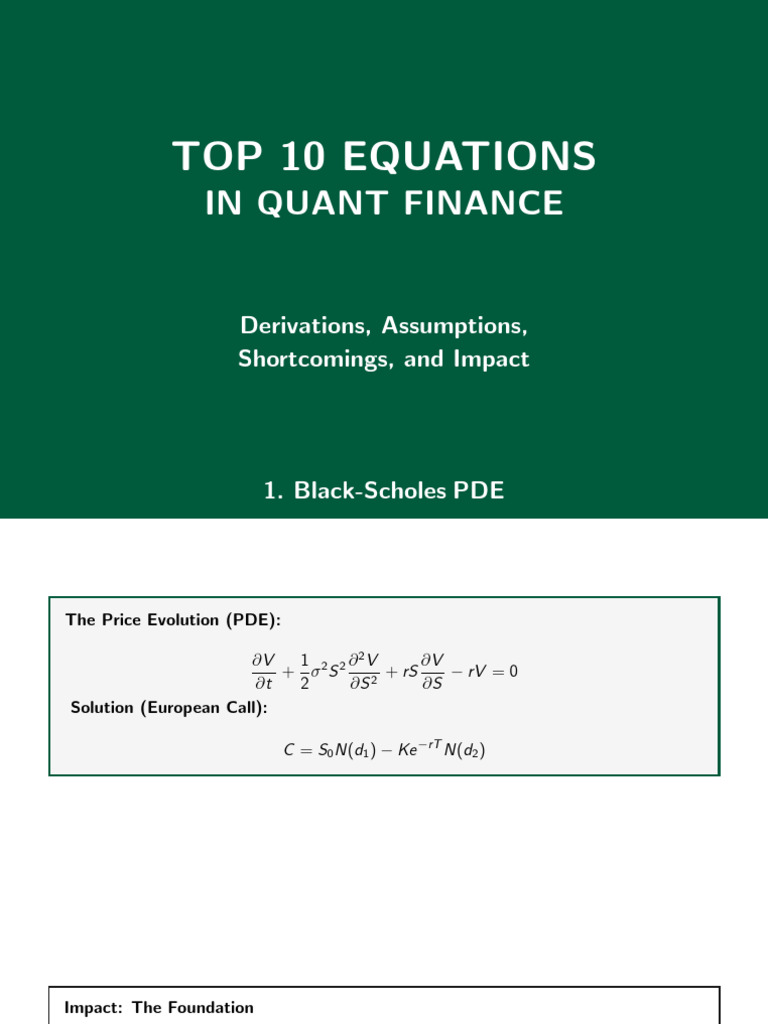 Top 10 Quant Finance Equations | PDF | Capital Asset Pricing Model ...