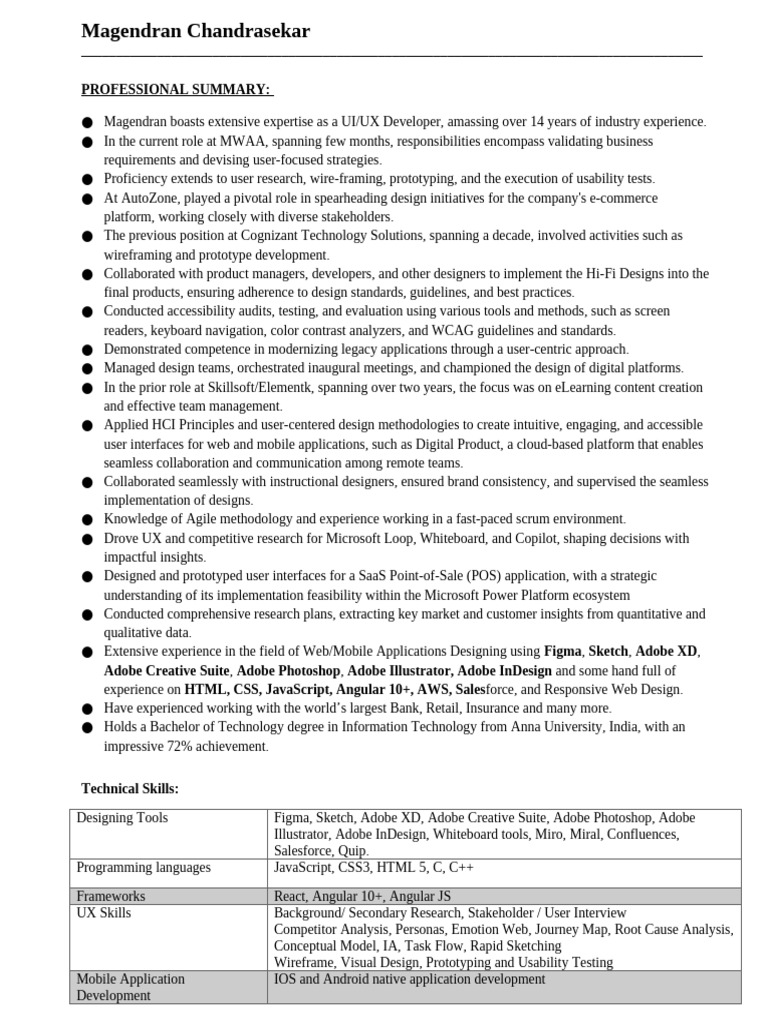 Magendran Chandrasekar Resume | PDF | Usability | Computing