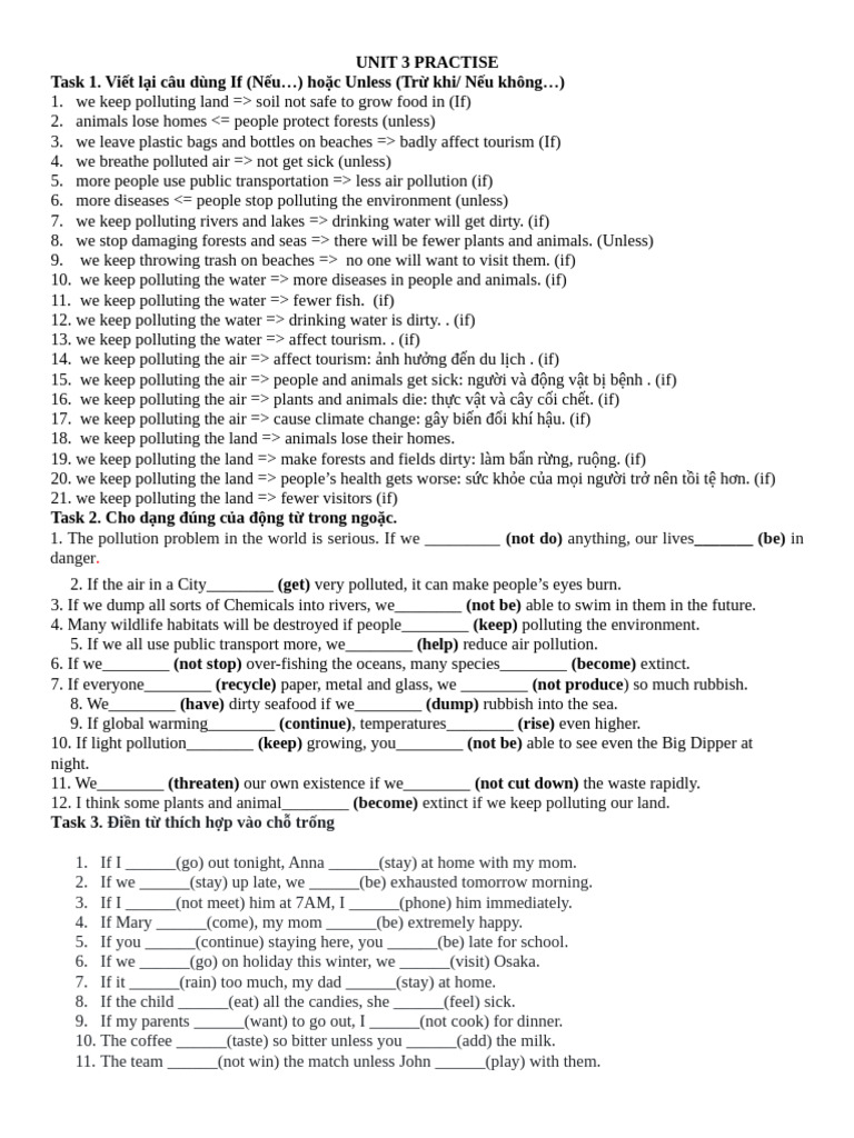 Conditional Sentences Practice Exercises | PDF | Earth Sciences ...