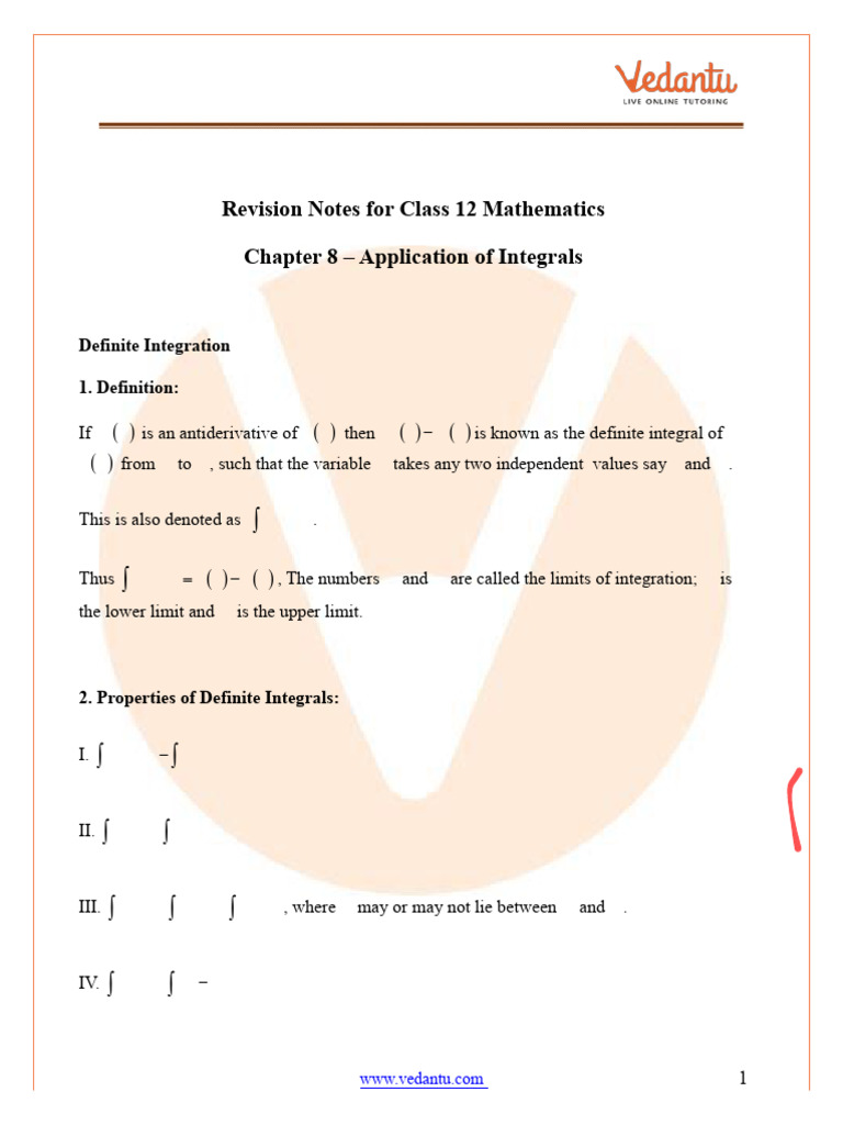 Class 12 Math: Application of Integrals | PDF | Asymptote | Equations