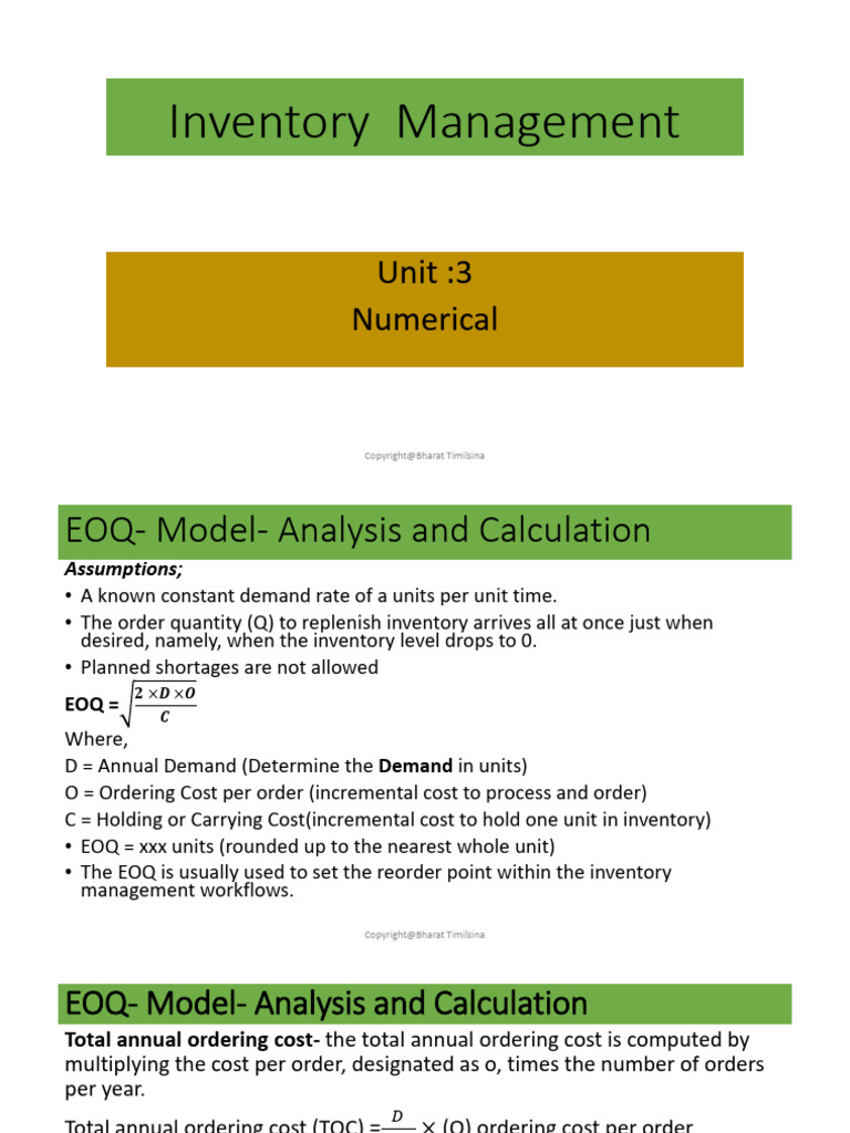 EOQ Model: Inventory Management Guide | PDF | Standard Deviation ...
