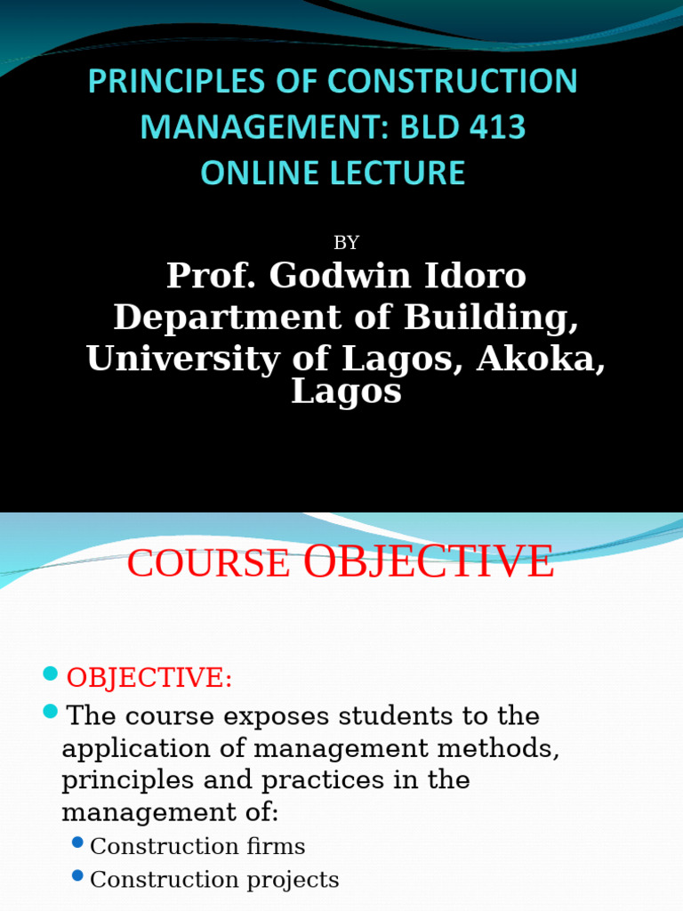 Construction Management Course Overview | PDF | Demand | Economies