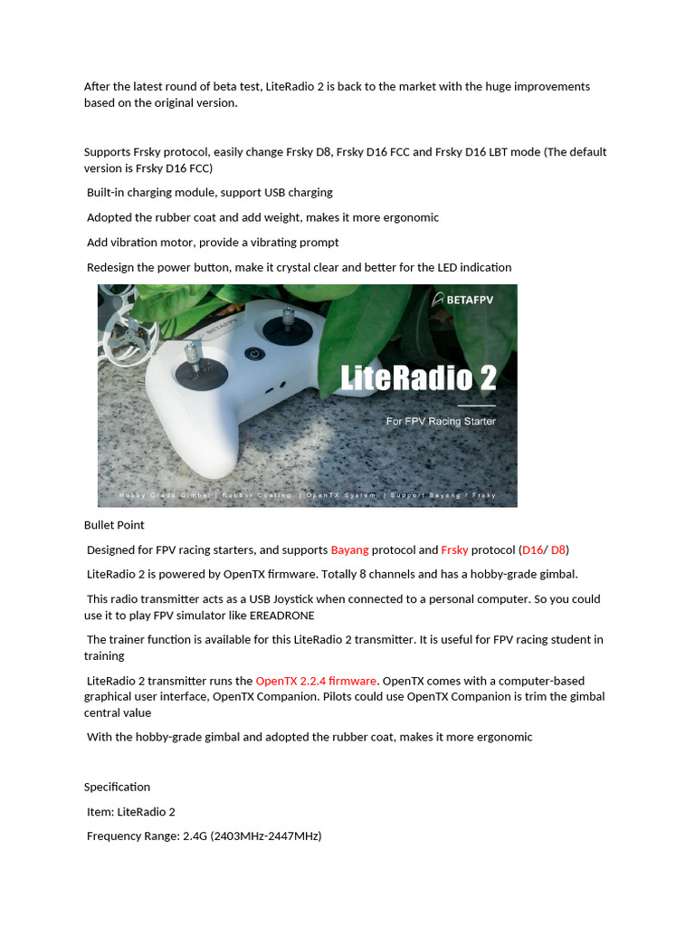 Manual Beta FPV Transmiter 2 | PDF