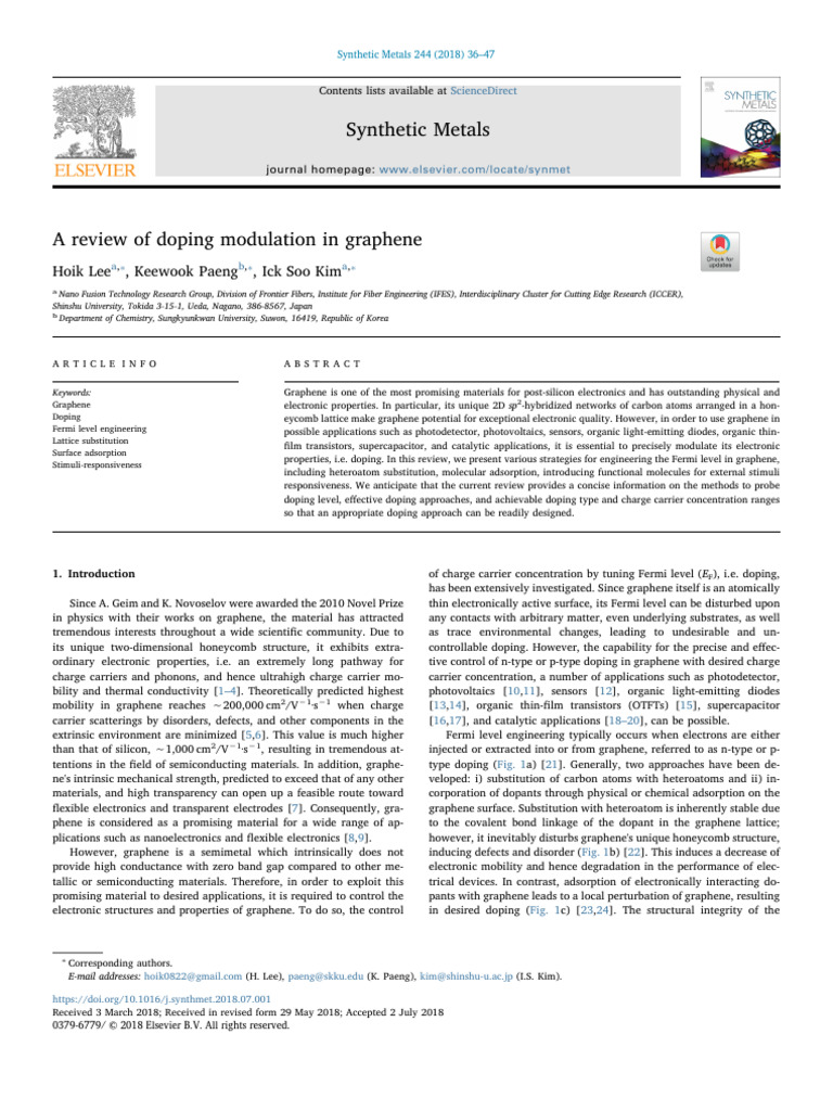 Doping Modulation Techniques in Graphene | PDF | Graphene | Doping ...