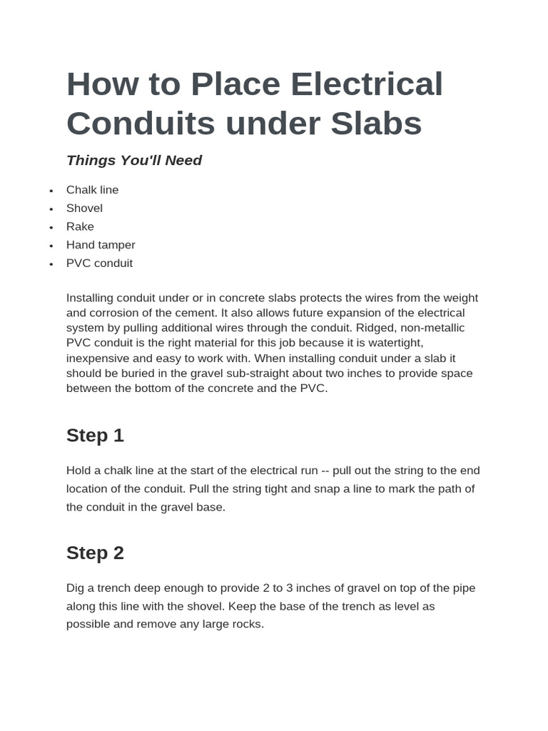 Installing Electrical Conduits in Slabs | PDF | Electrical Wiring | Wall