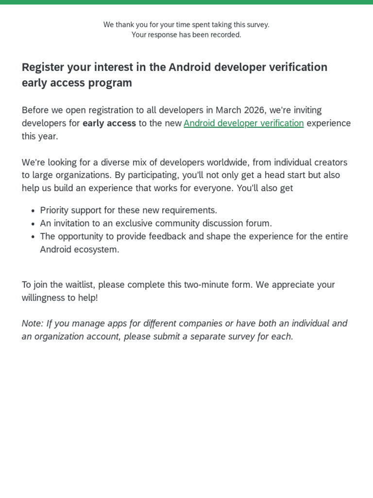 Early Access to Android Developer Verification | PDF | Android ...