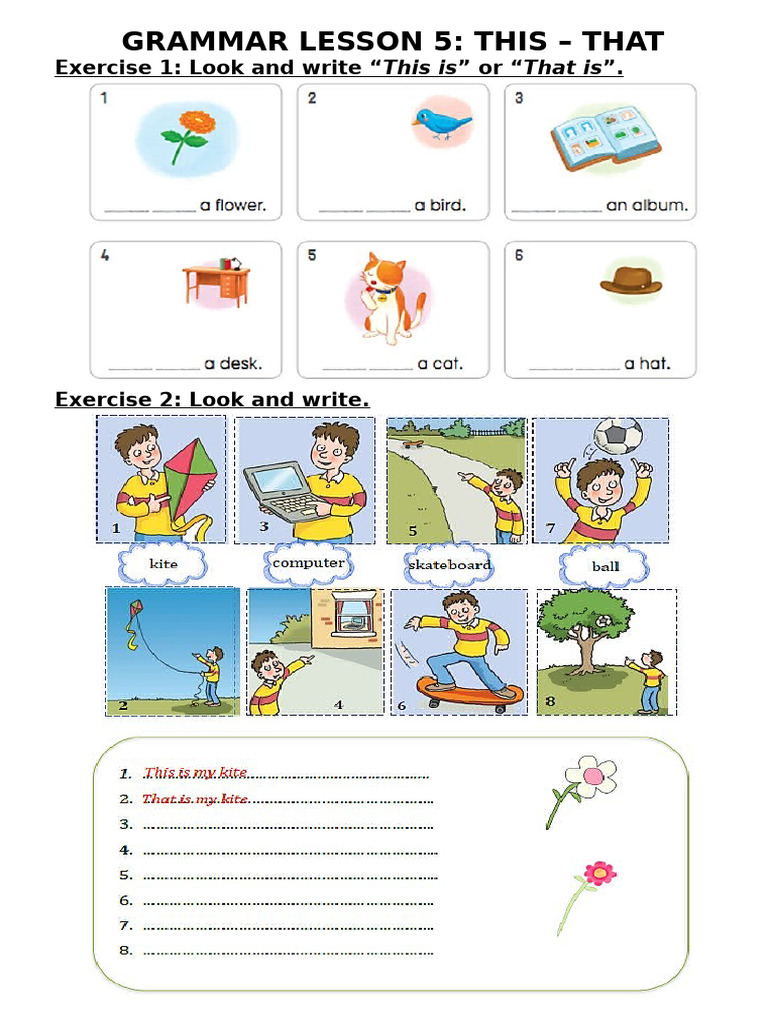 Grammar Lesson: This vs. That Exercises | PDF