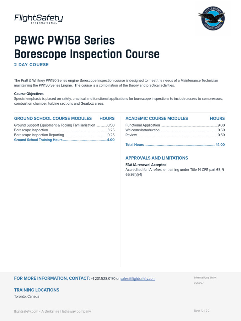 PW150 Borescope Inspection Course | PDF | Propulsion | Rotating Machines