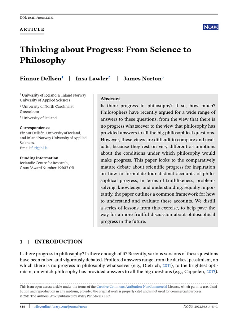 Evaluating Philosophical Progress | PDF | Optimism | Epistemology