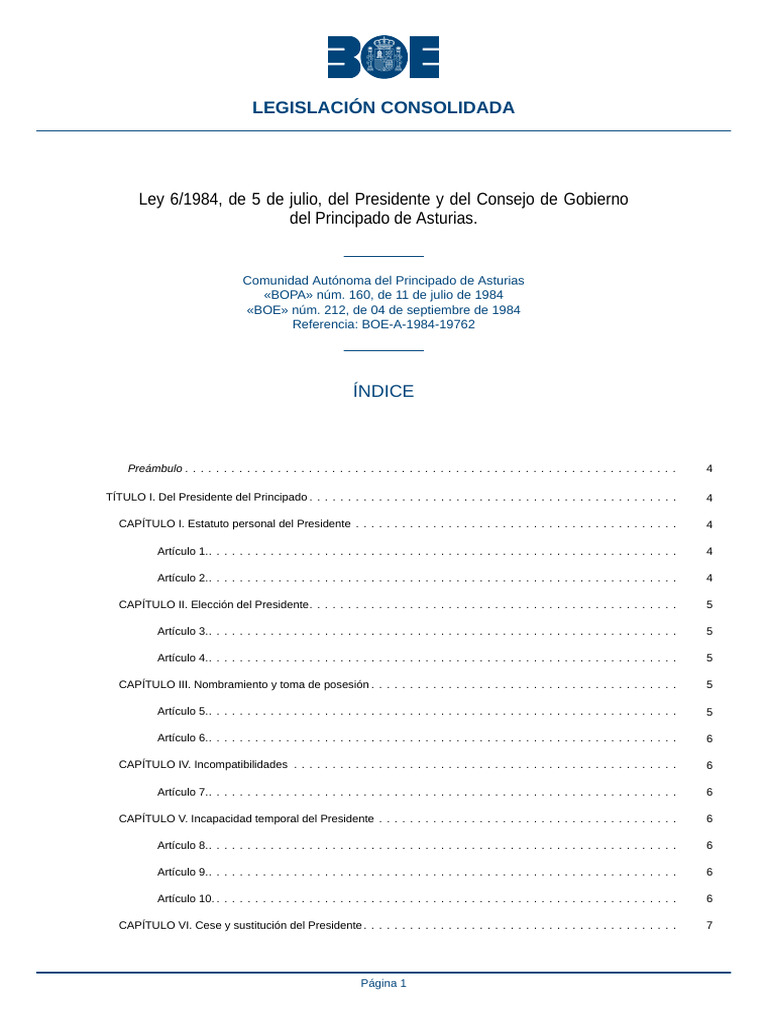 Presidente y Consejo de Gobierno | PDF | Presidentes de los Estados ...