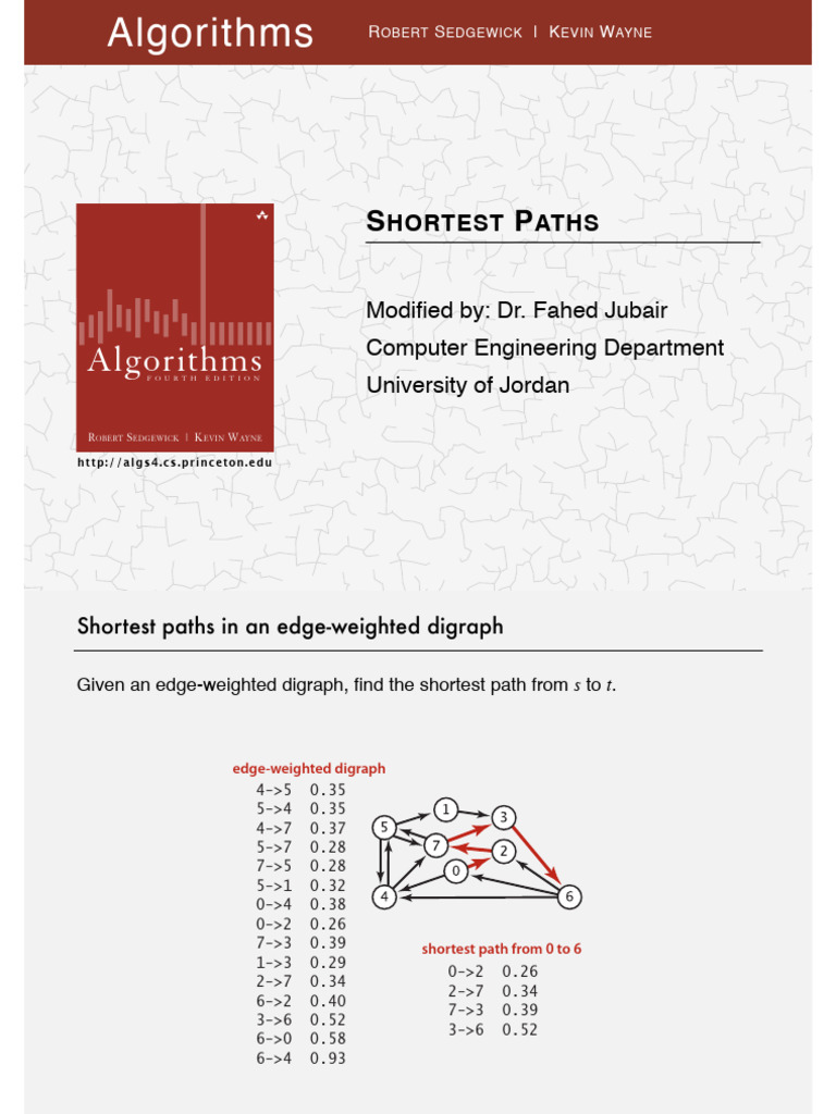 Shortest Paths in Edge-Weighted Digraphs | PDF | Vertex (Graph Theory ...