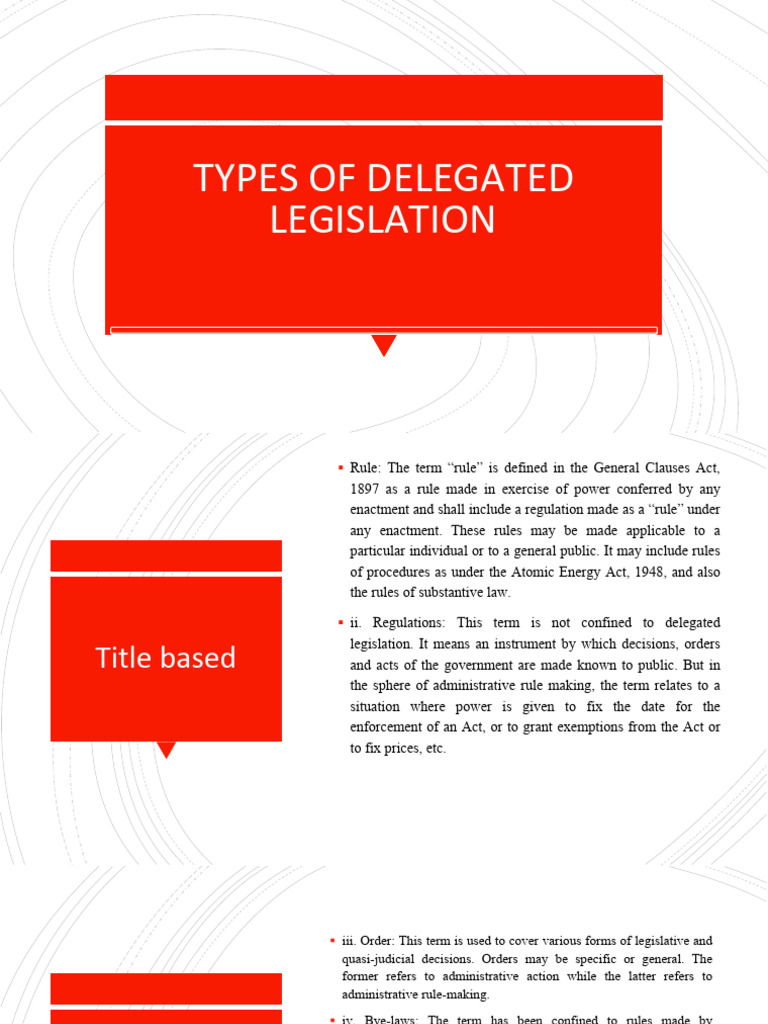 Types of Delegated Legislation Explained | PDF | Legislation | Justice