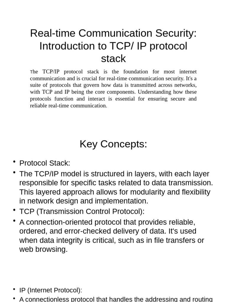 TCP/IP Protocols for Real-Time Security | PDF | Internet Protocols ...