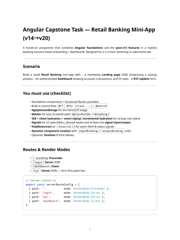 Angular Capstone Task - Retail Banking Mini App (v14 v20) | PDF ...
