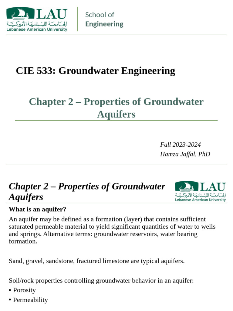 Groundwater Aquifer Properties Explained | PDF | Porosity | Aquifer