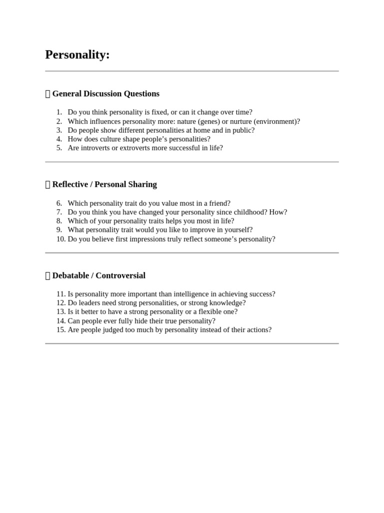 Exploring Personality Traits and Influences | PDF | Extraversion And ...