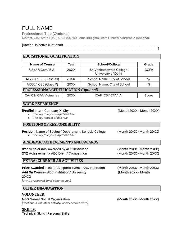Comprehensive Resume Template Guide | PDF