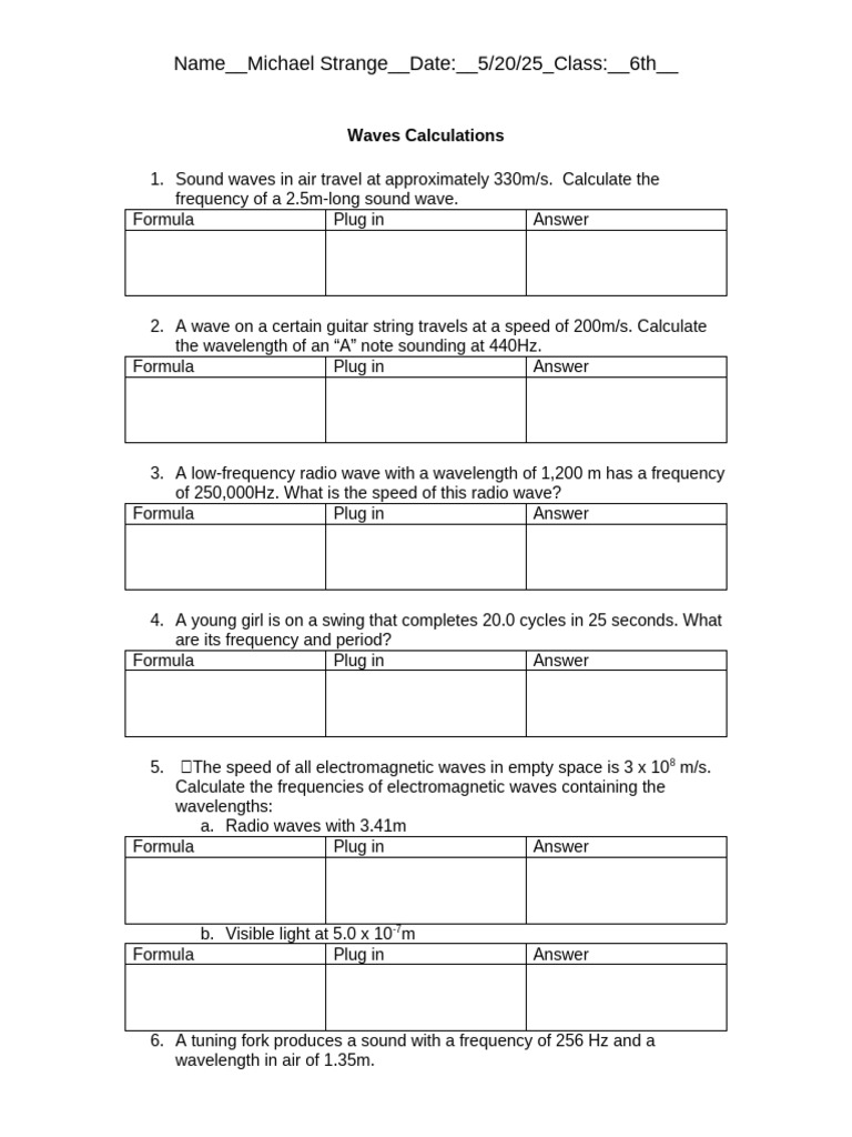 5.1920 CW Wave Calculations | PDF