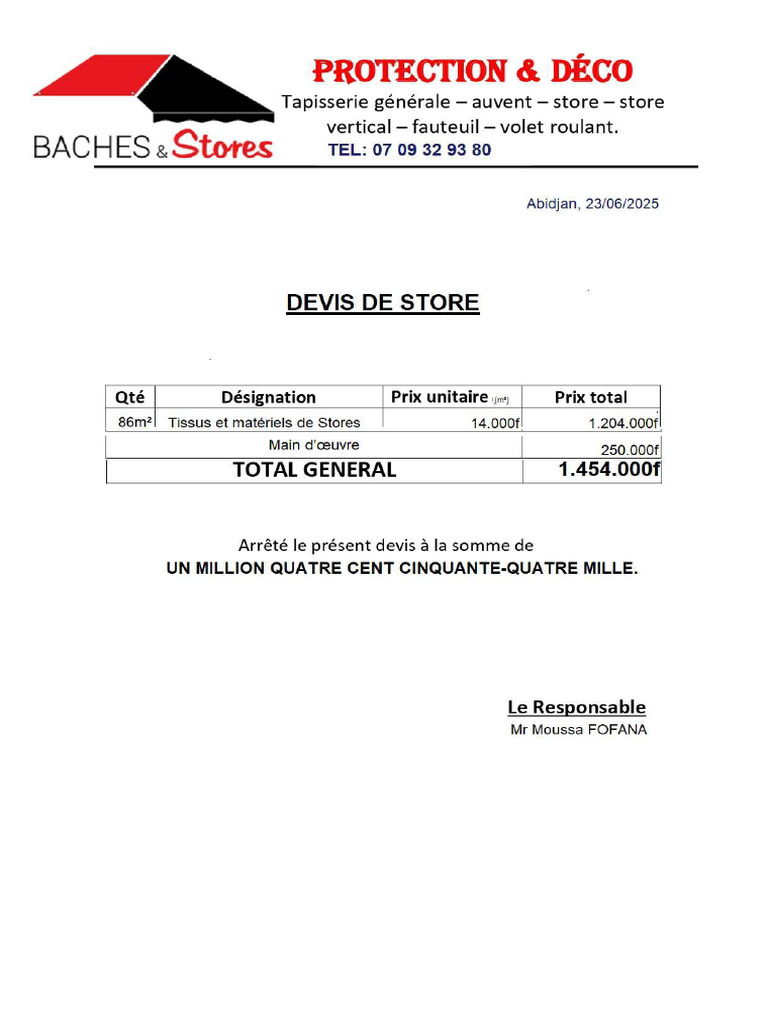 Devis de Store | PDF