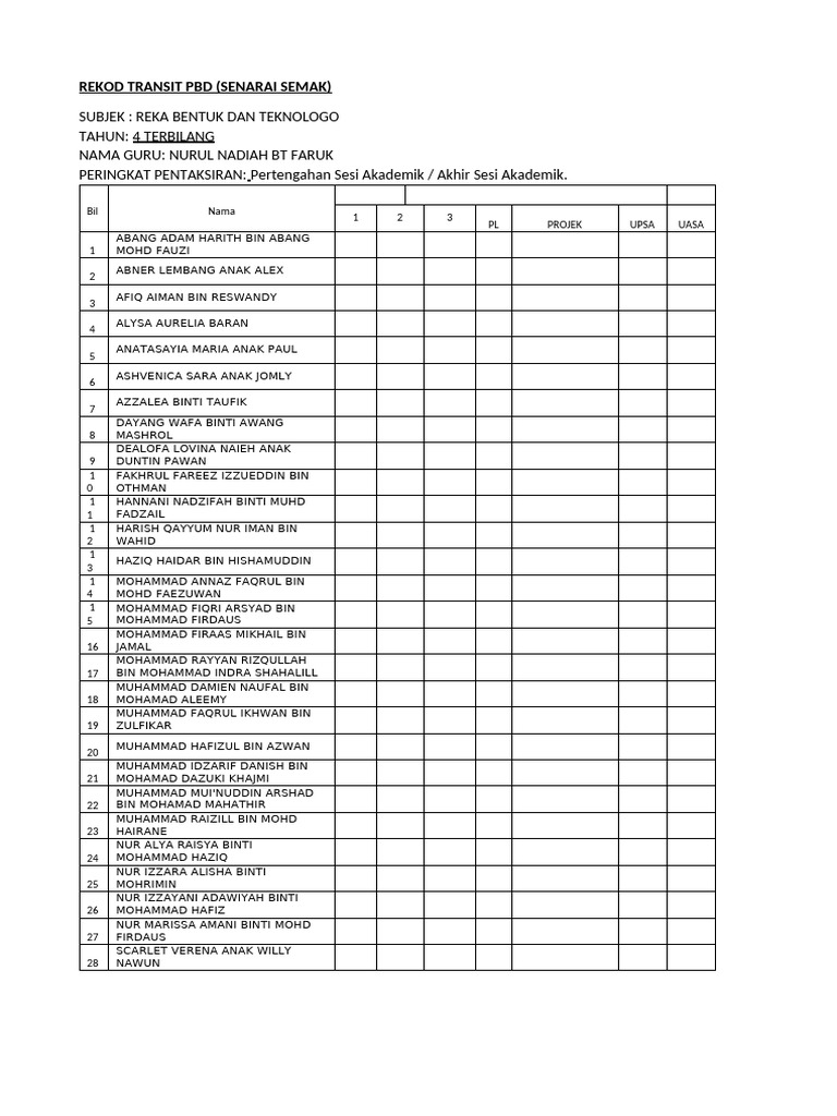 Rekod Transit RBT 4 Terbilang | PDF