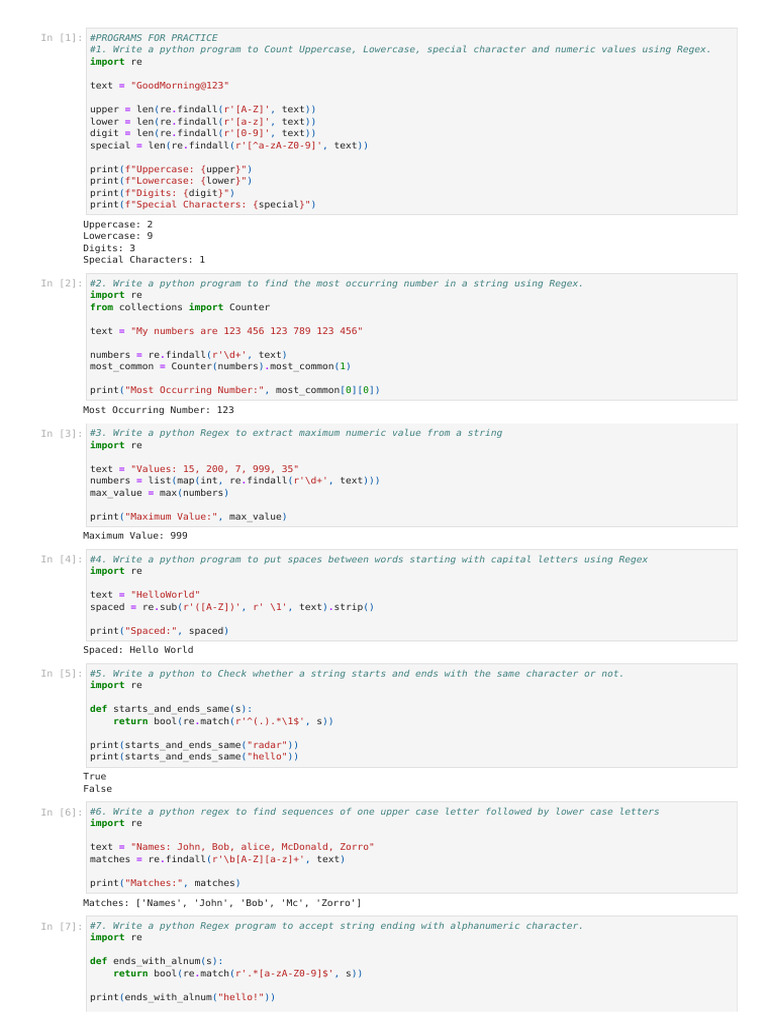 Python Regex Programs for Data Validation | PDF | Regular Expression ...