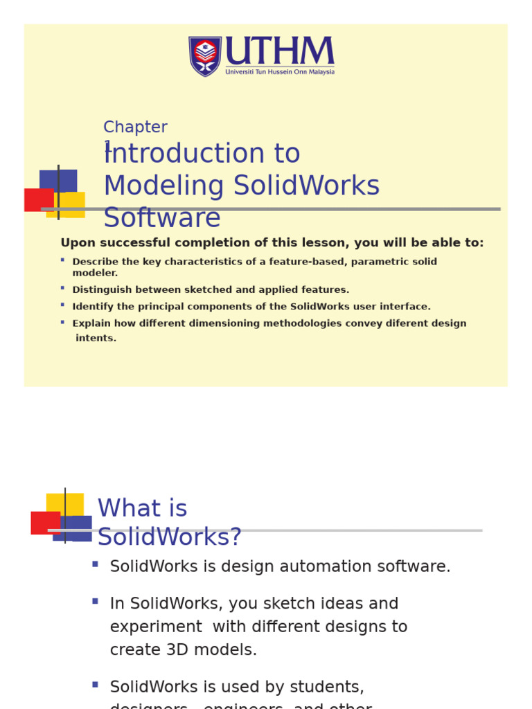 Introduction to SolidWorks Modeling | PDF | Software | Computing