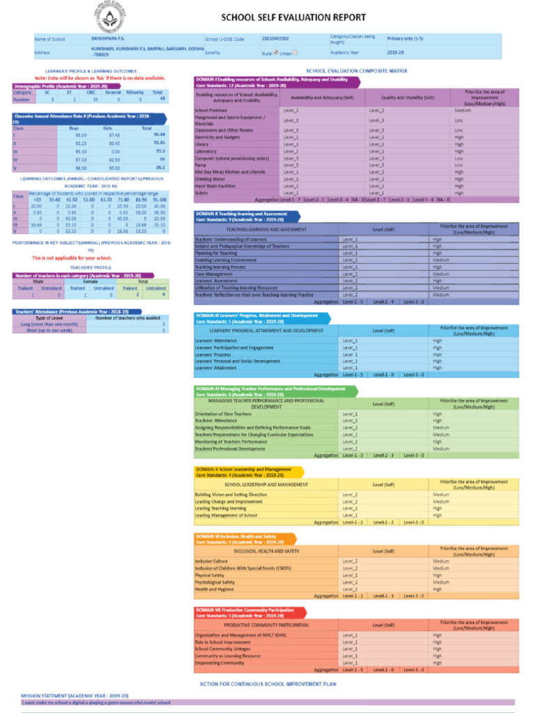 School Self Evaluation Report | PDF