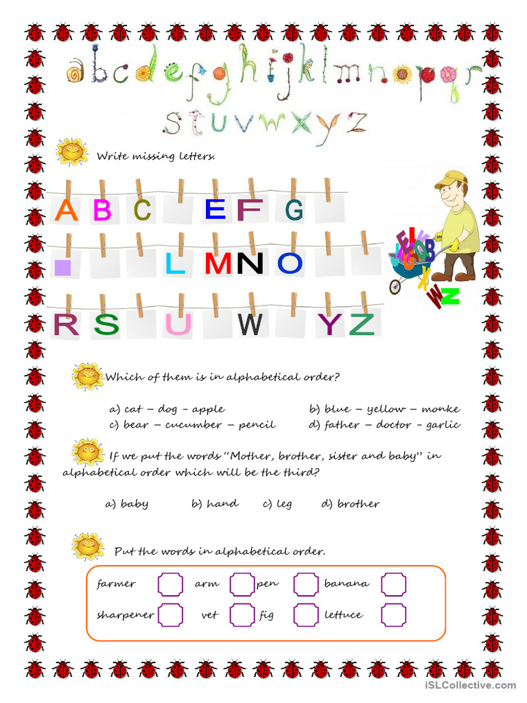 Alphabetical Order Exercises for Kids | PDF