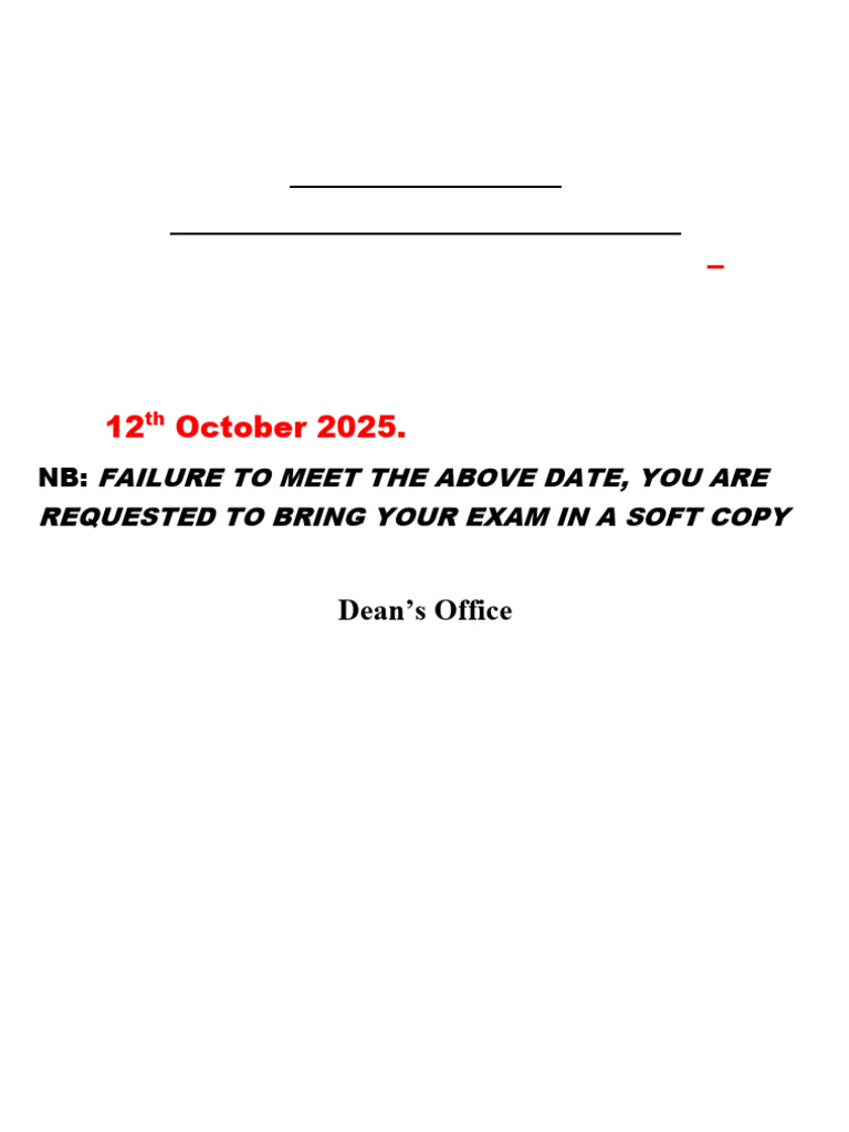 Chart Five Exam Paper Submission Reminder | PDF