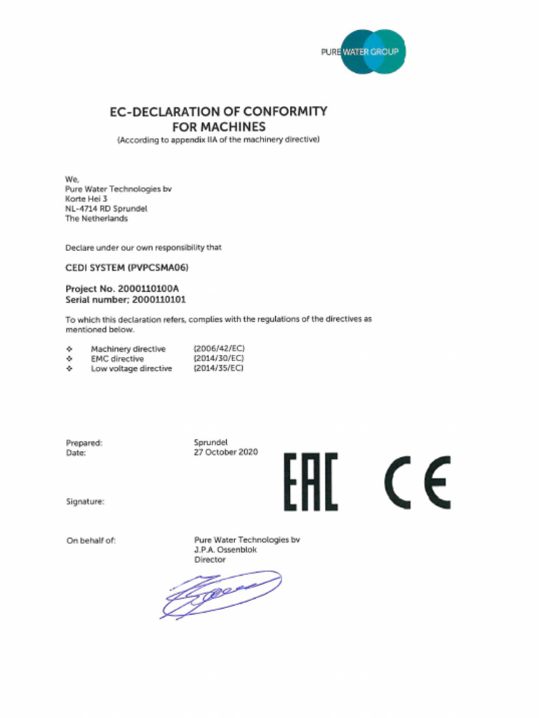 2000110100A System EAC CE Declaration | PDF