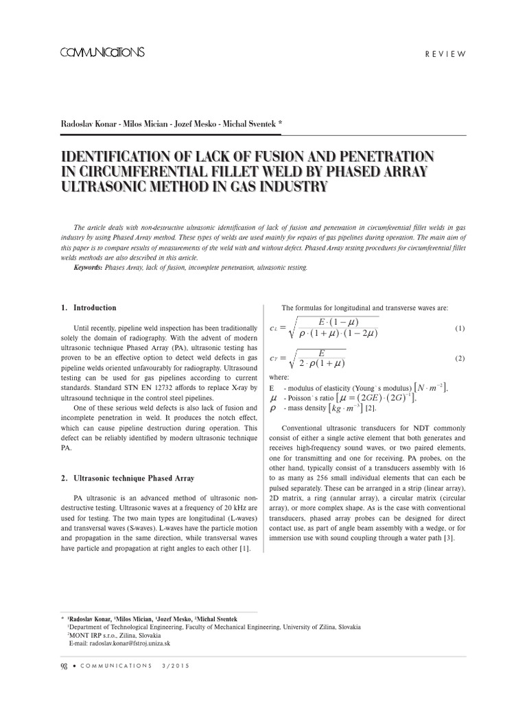 Phased Array Ultrasonic Testing for Weld Defects | PDF | Ultrasound ...