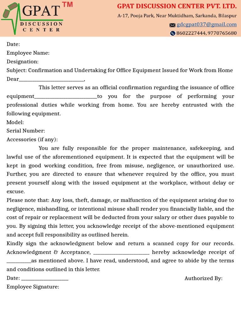 Undertaking For Work From Home | PDF | Drugs