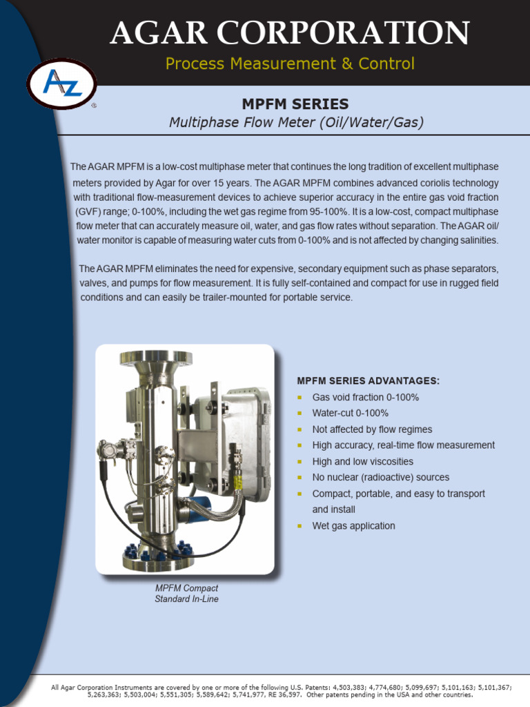Agar MPFM: Compact Multiphase Meter | PDF | Flow Measurement | Fluid ...