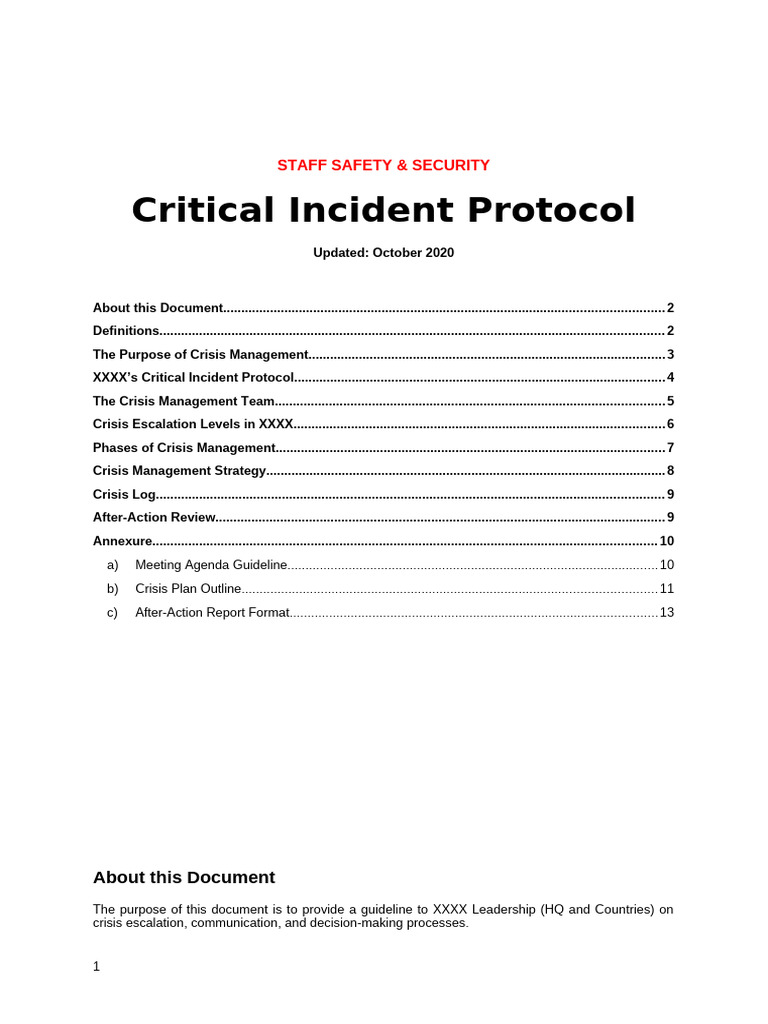 Critical Incident Response Guidelines | PDF | Crisis Management ...