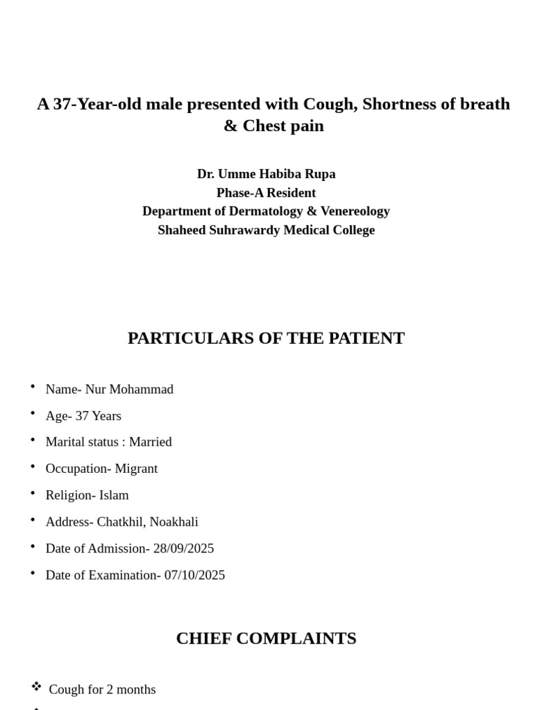 DR Rupa Case Presentation | PDF | Lung | Medical Specialties