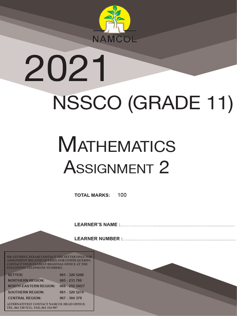 Grade 11 Mathematics Assignment 2 | PDF | Mathematics | Algebra