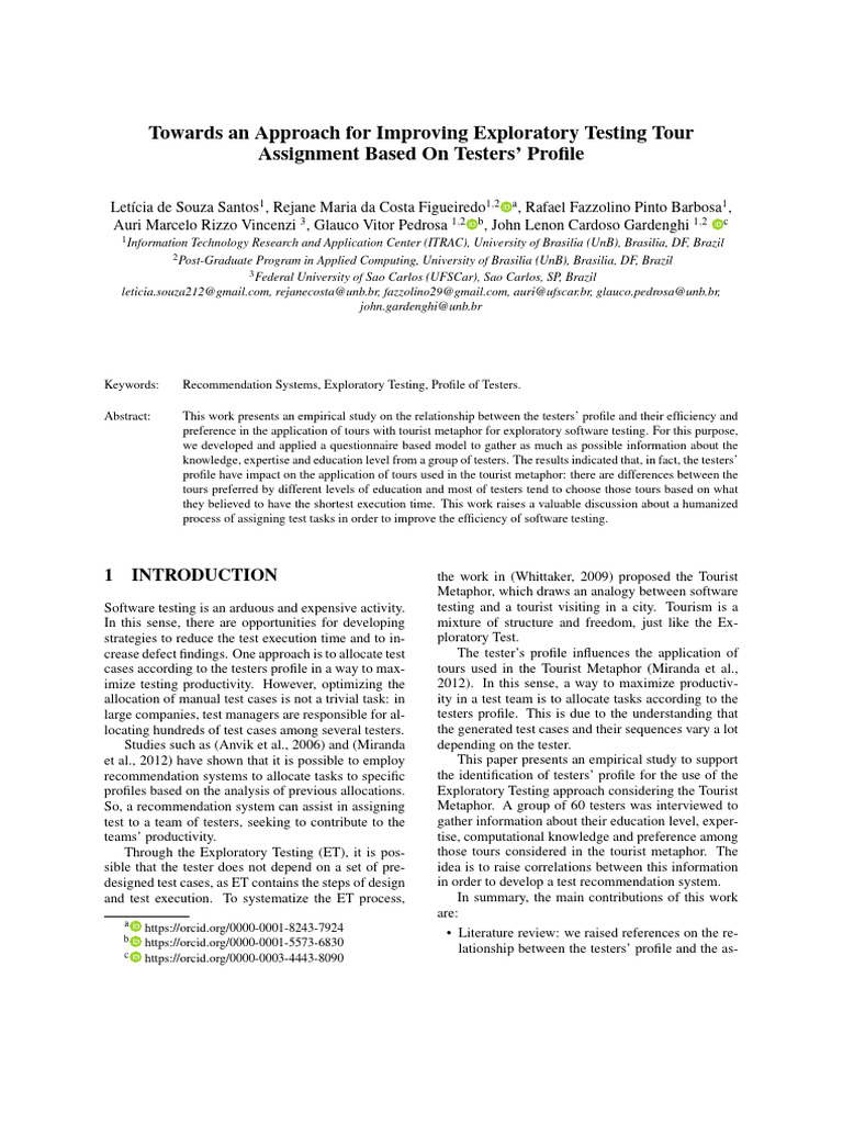 Optimizing Exploratory Testing by Tester Profiles | PDF | Software ...
