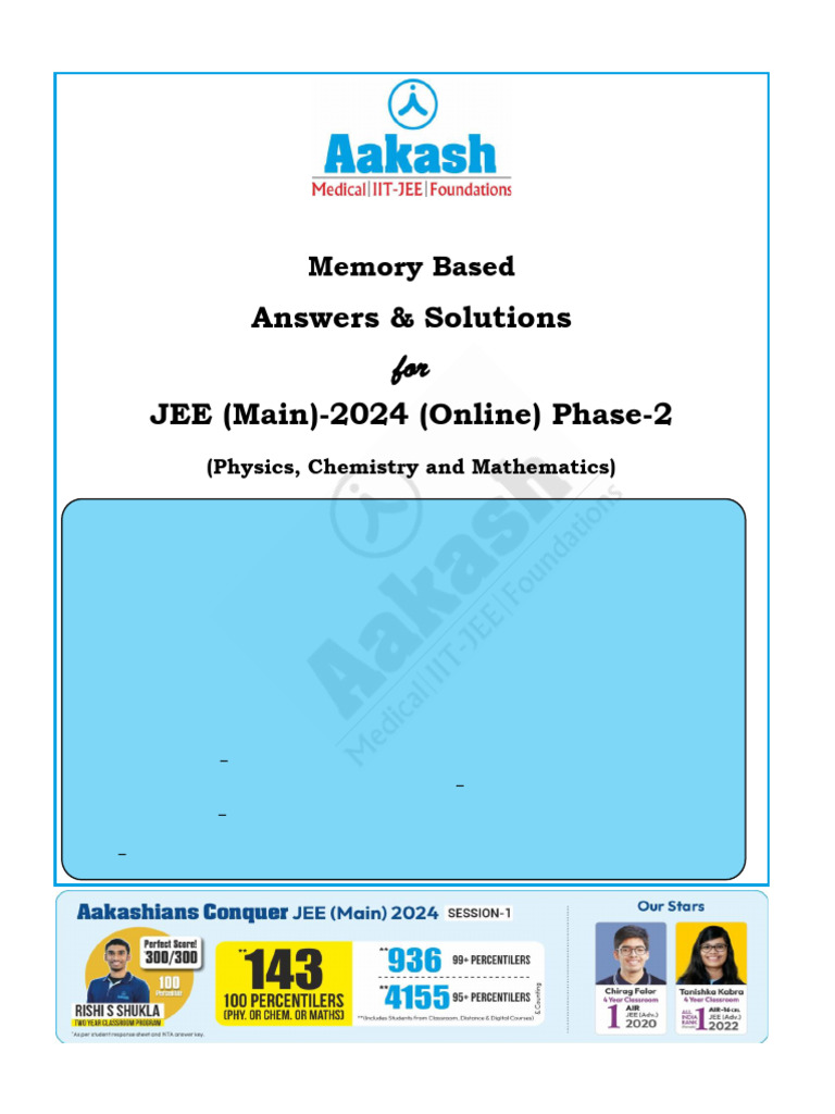 Ans-and-Sol JEE Main 2024 Ph-2 06-04-2024 Evening | PDF | Electronvolt ...