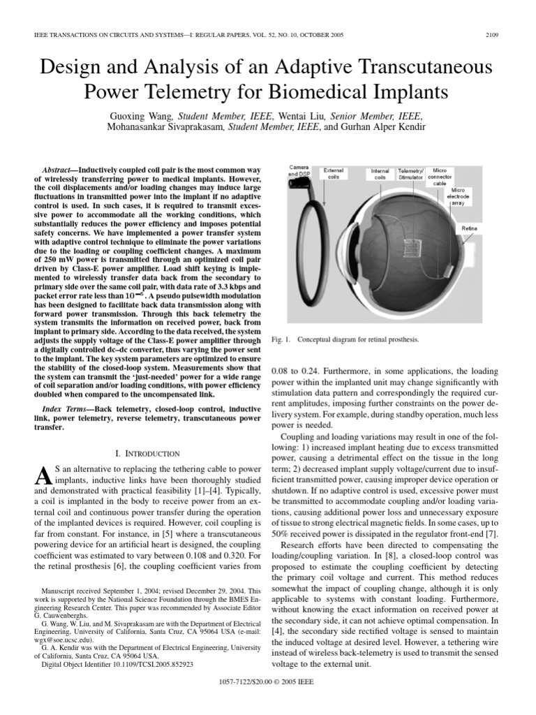 Design and Analysis of An Adaptive Transcutaneous Power Telemetry For ...