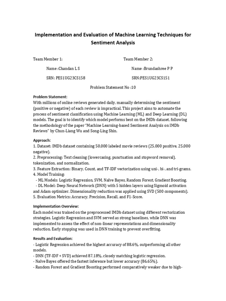 Machine Learning for Sentiment Analysis | PDF | Deep Learning | Machine ...