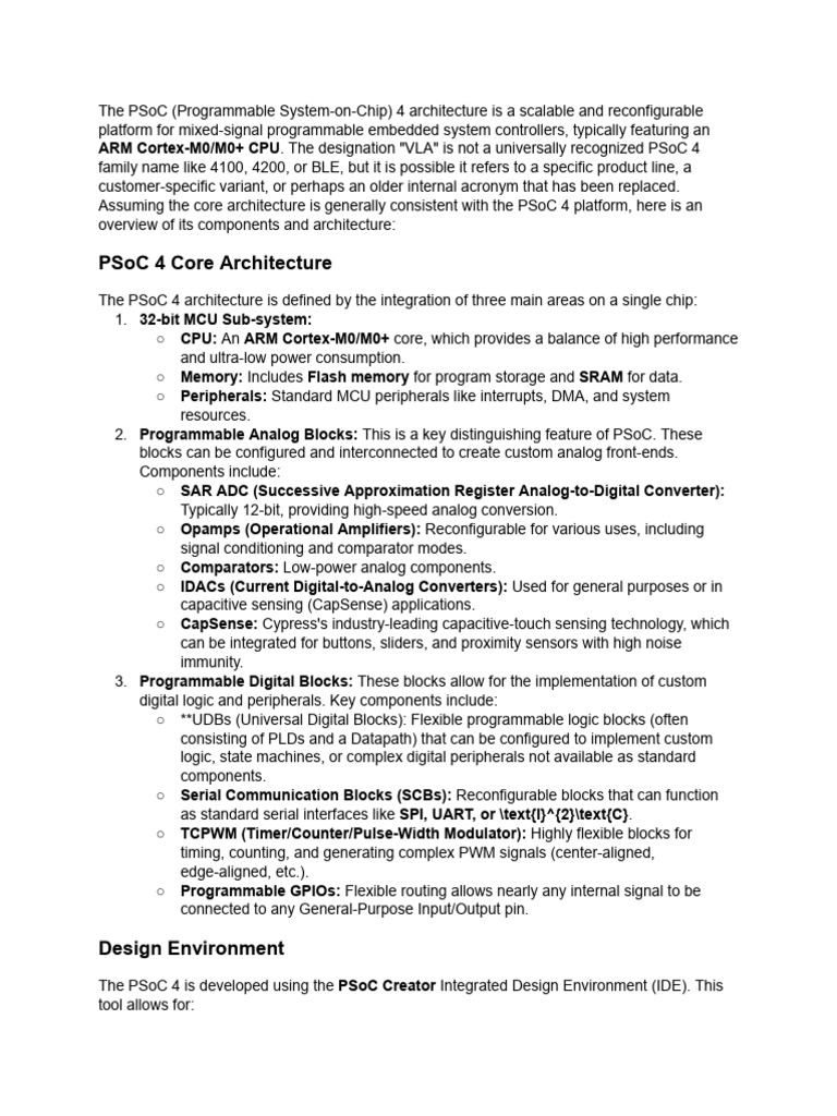 Overview of PSoC 4 Architecture | PDF | Computer Architecture ...