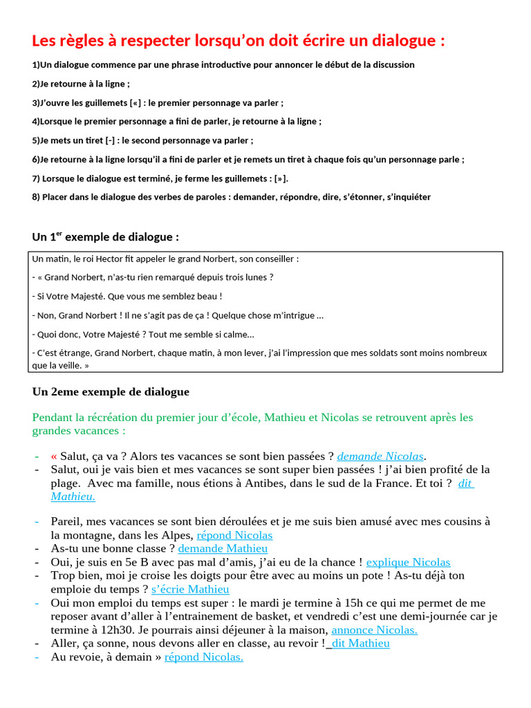 Règles pour écrire un dialogue efficace | PDF | Guillemet