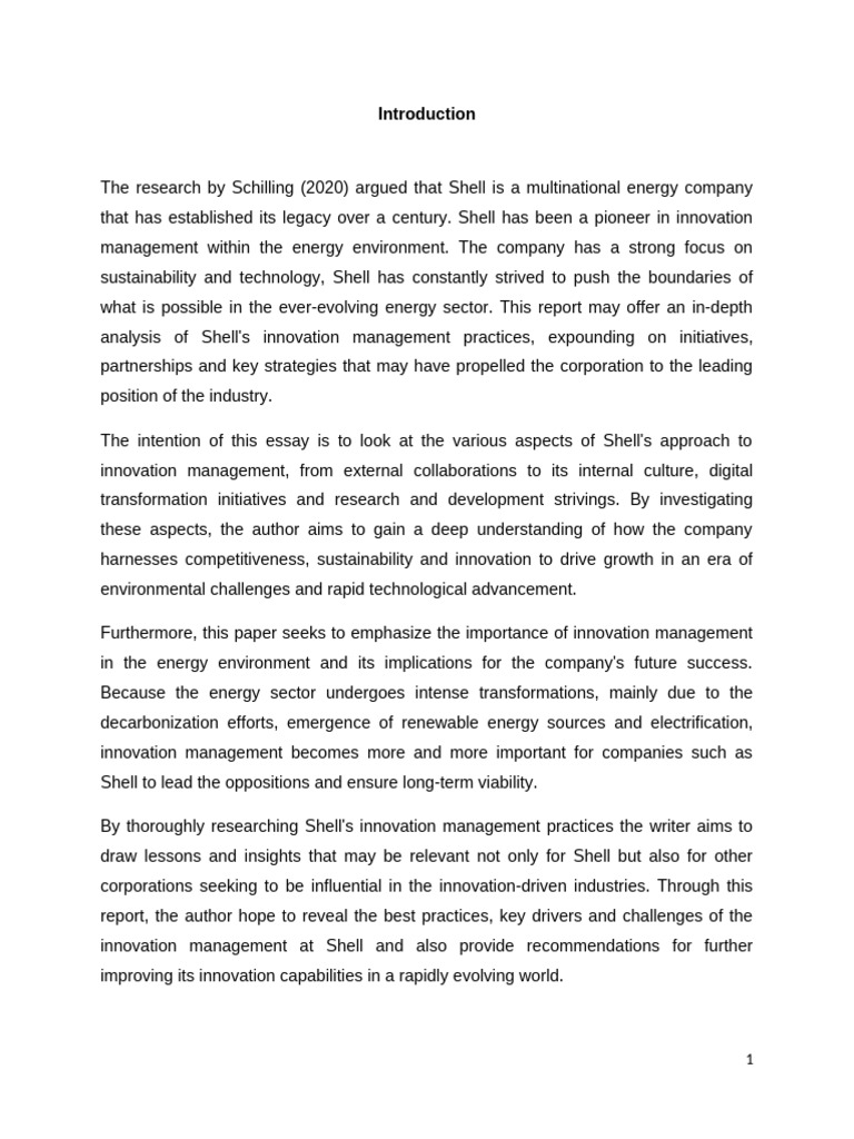 Shell's Innovation Management Strategies | PDF | Innovation ...
