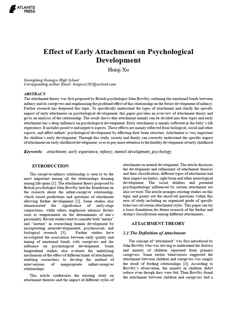 Impact of Early Attachment on Development | PDF | Attachment Theory ...