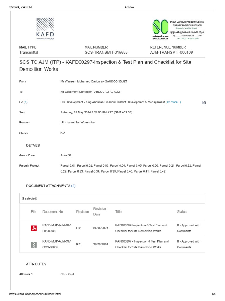 KAFD-MUP-AJM-CIV-ITP-00002-R01-KAFD00297-Inspection & Test Plan and ...