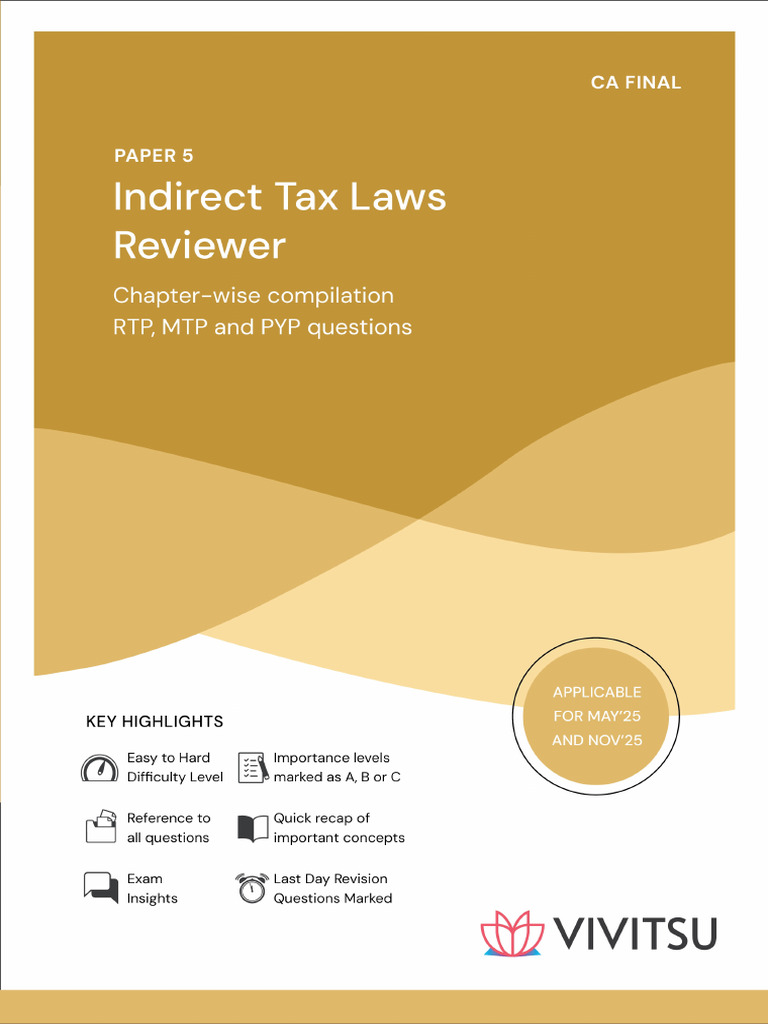 Indirect Tax Reviewer for CA Final 2025 | PDF | Value Added Tax | Customs