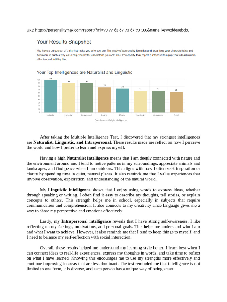 Understanding My Multiple Intelligences | PDF
