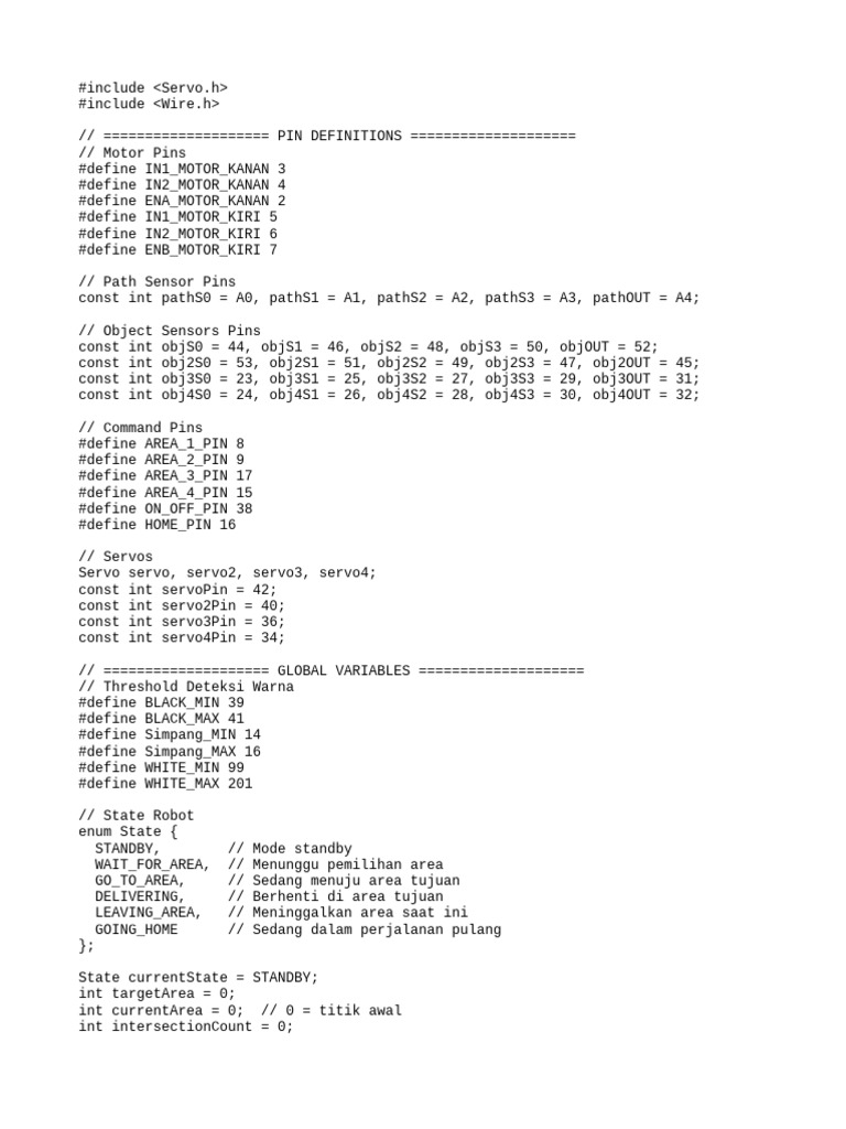 Arduino Robot Navigation Code | PDF | Computer Programming | Software ...