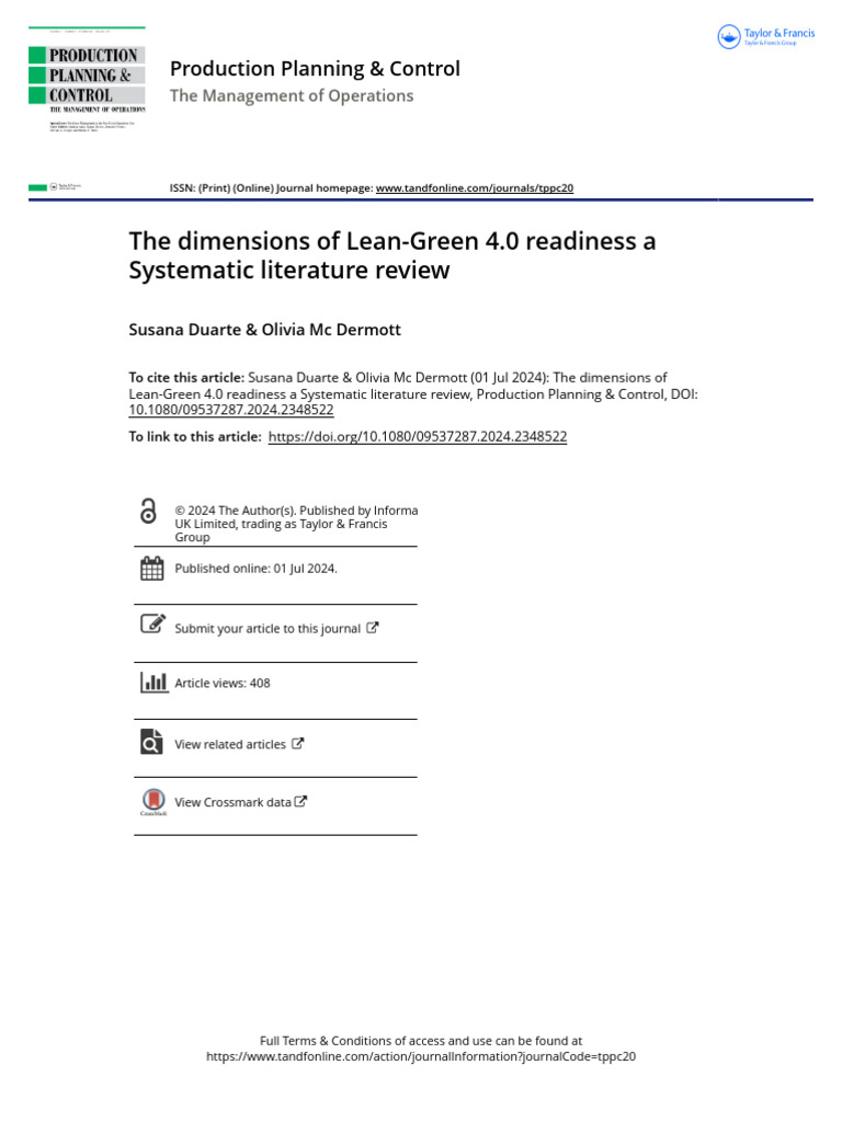Lean-Green 4.0 Readiness Framework | PDF | Sustainability | Lean ...