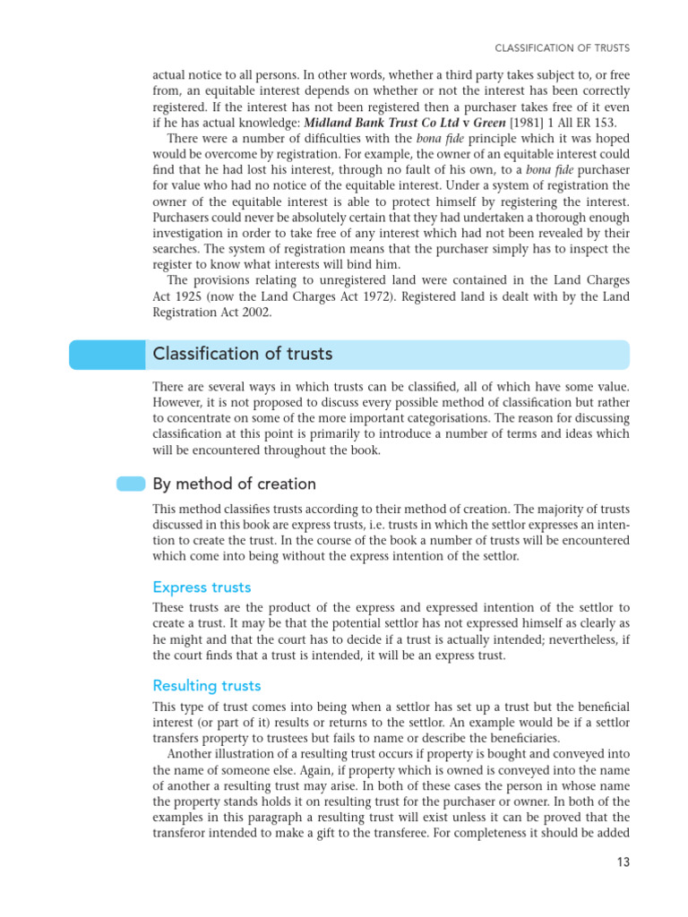 Classification of Trusts Explained | PDF | English Trust Law | Civil ...